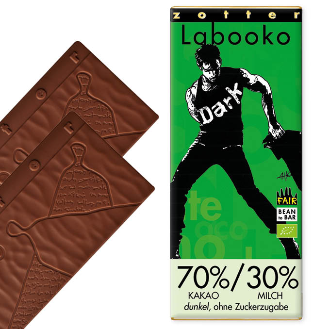 70%/30% Kakao-Milch-Tafel, dunkel, ohne Zuckerzugabe