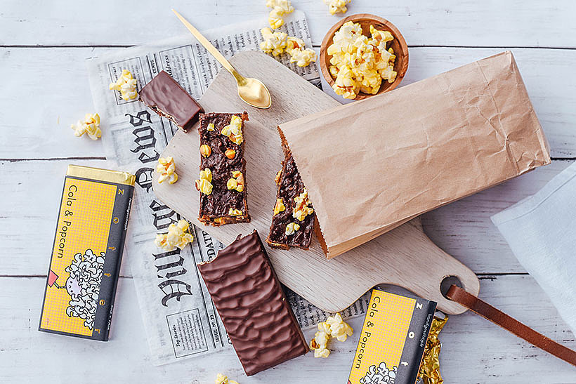 Selbstgemachte Schoko-Riegel mit Popcorn und Zotter Schokolade