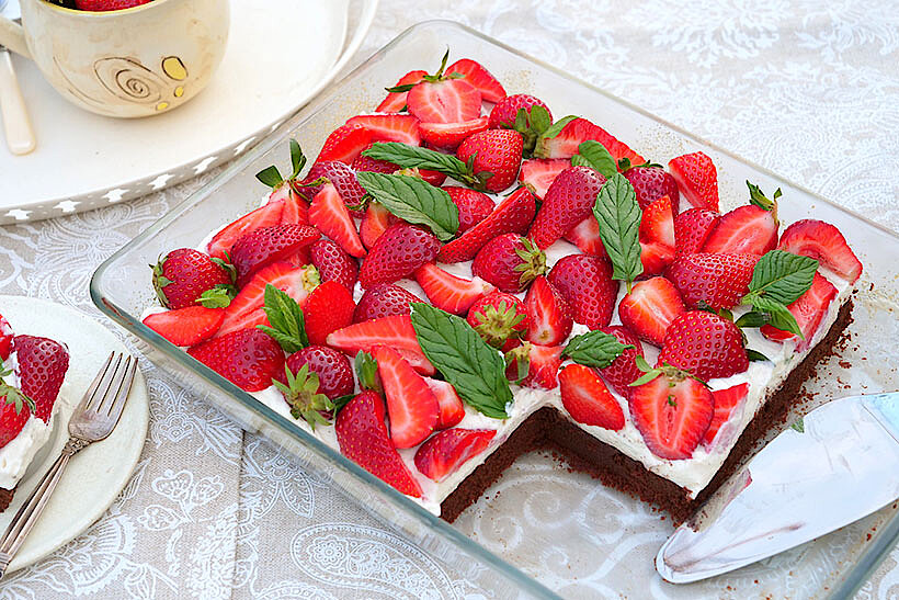 Rezept Erdbeer-Brownies mit Ricotta Creme