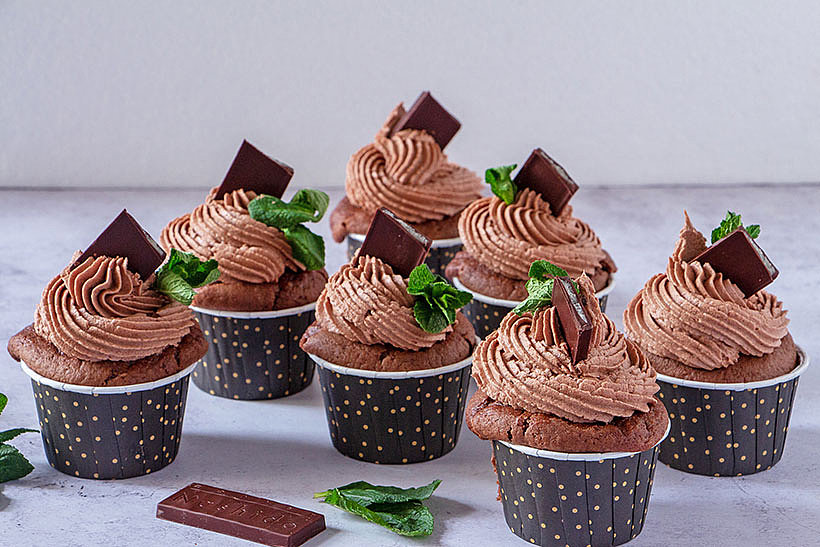 Schokoladen-Minz-Cupcakes
