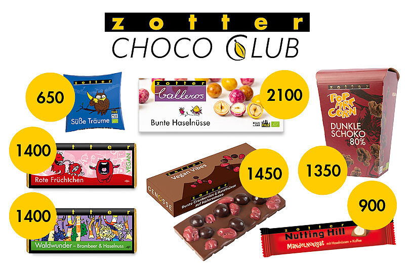 Zotter Choco Club Prämien-Auswahl