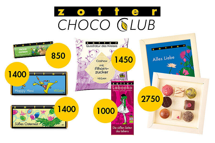 Zotter Choco Club Prämien-Auswahl