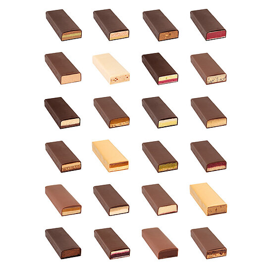 24 handgeschöpfte Schoko-Mini-Sorten 