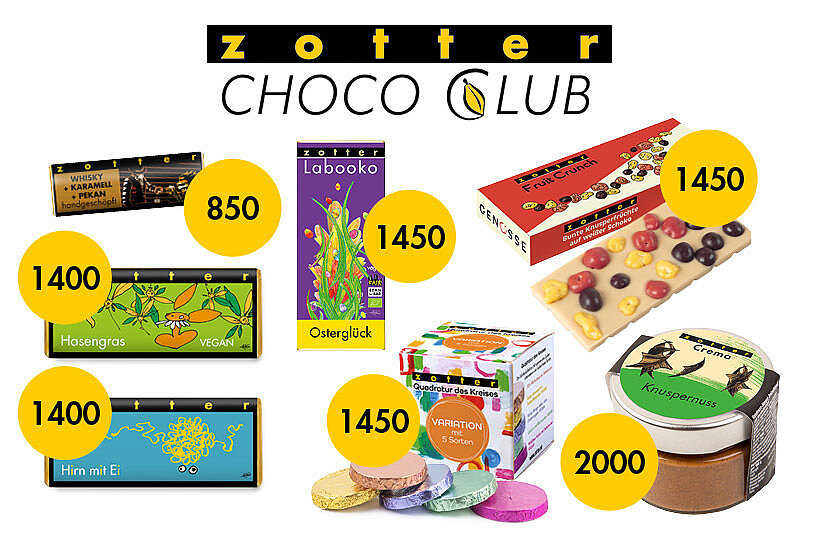 Zotter Choco Club Prämien-Auswahl