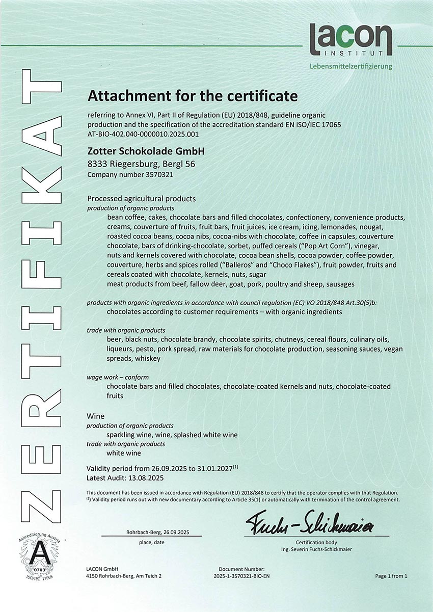 Organic certificate
