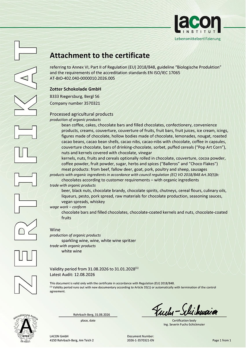 Organic certificate