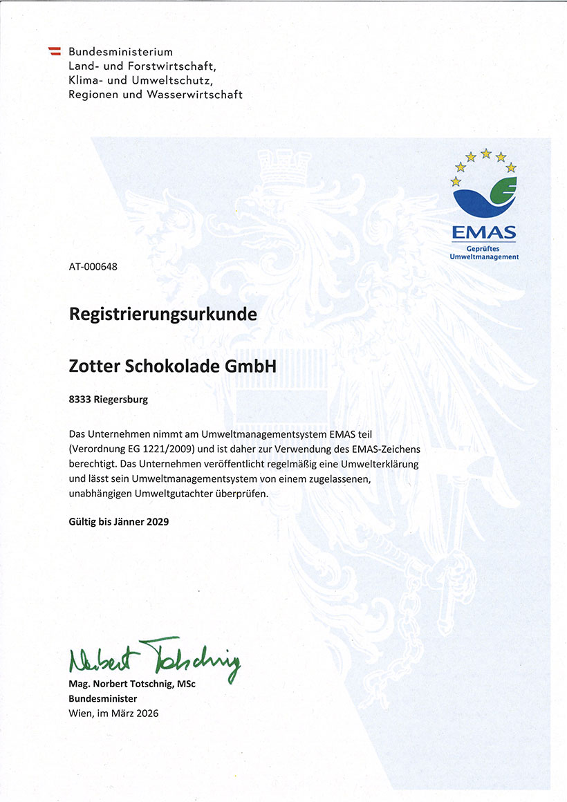 EMAS Certificate