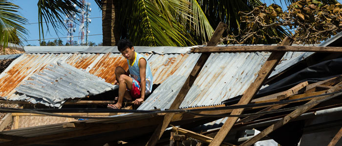 Vom Taifun Haiyan zerstörtes Haus 