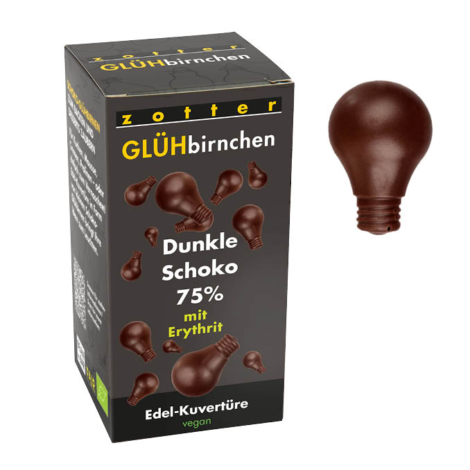 Glühbirnchen Dunkle Schoko, ohne Zuckerzugabe 