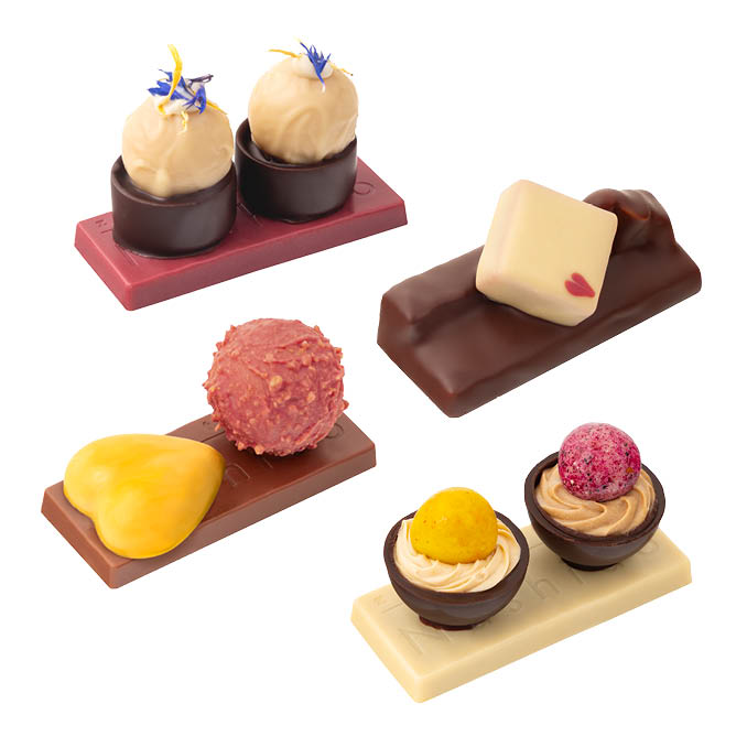 Pralinenbox mit Kunststücken (4 Stück)