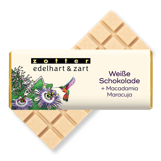 Weiße Schokolade + Macadamia / Maracuja