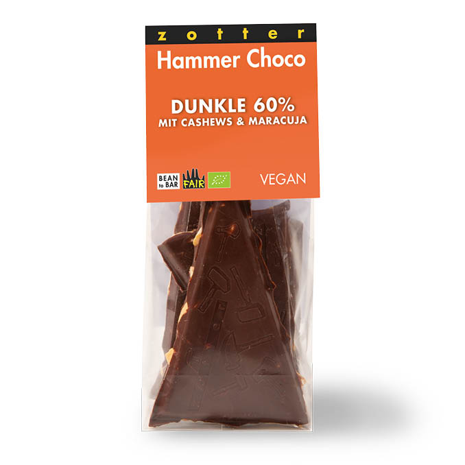 Dark Choco 60%  with Cashews and Passion Fruit