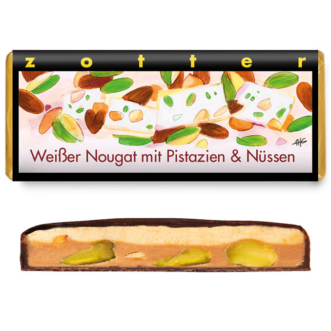 Weißer Nougat mit Pistazien & Nüssen