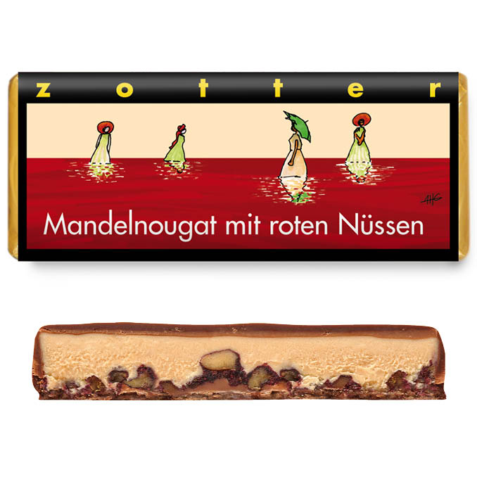 Mandelnougat mit roten Nüssen