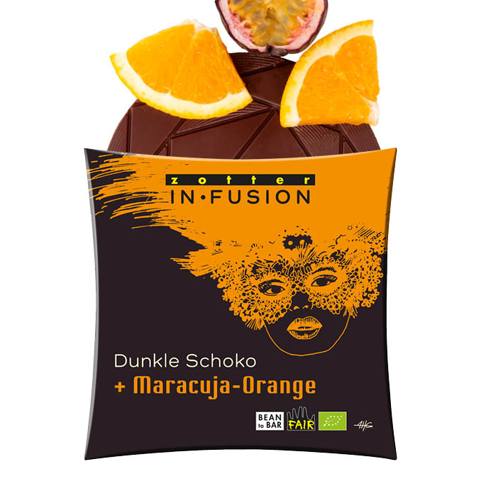 Dunkle Schoko + Maracuja-Orange