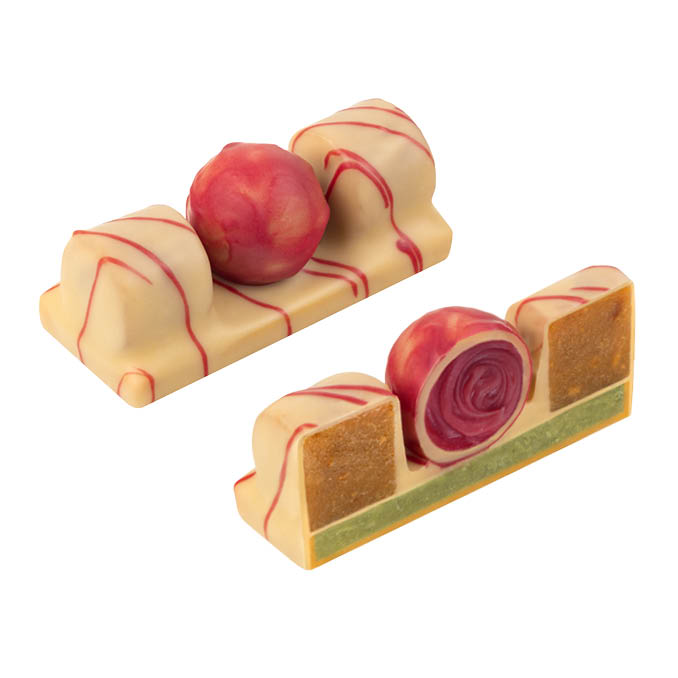 Övretto Marzipan-Himbeere in Rot-Weiß
