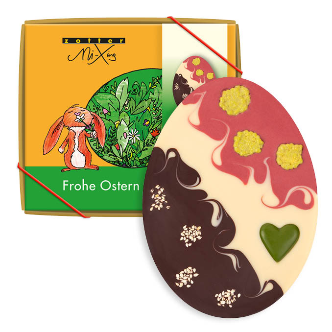 VEGAN Easter Egg in Raspberry & White & Dark