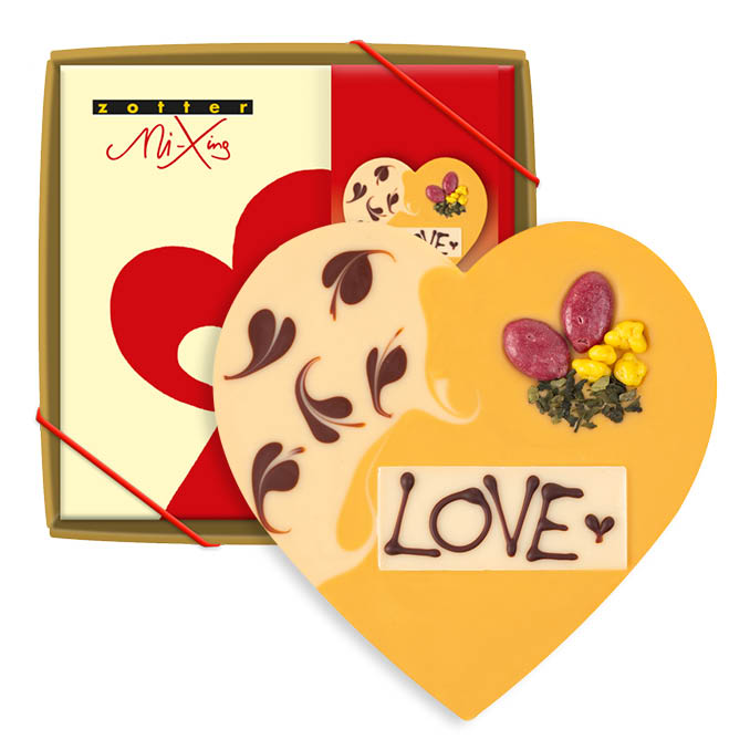 Love-Herz aus weißer Schoko & Marille de luxe