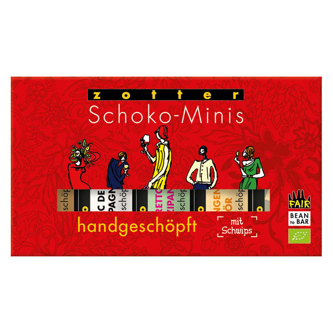 Handgeschöpfte Schoko-Minis mit Schwips, 5 Sorten