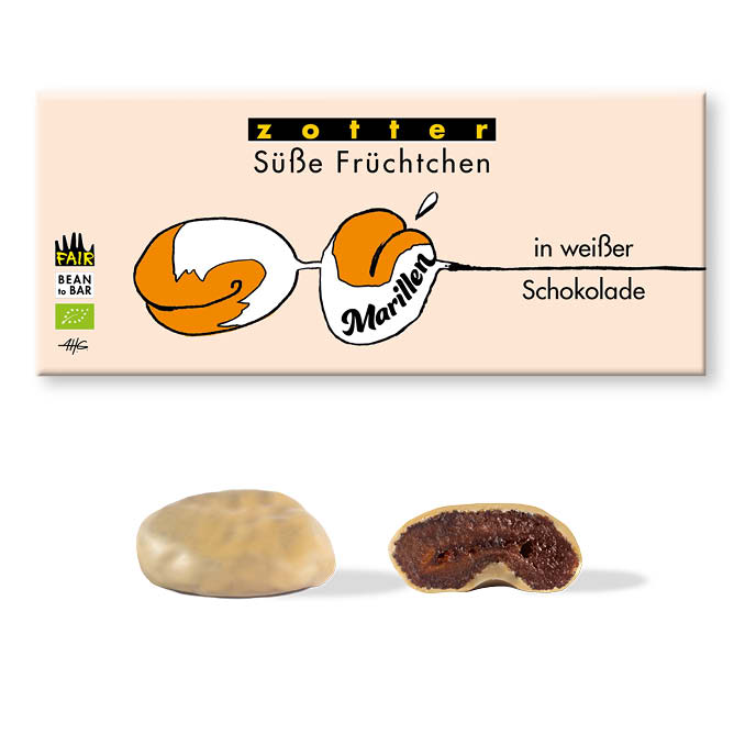 Marillen in weißer Schokolade