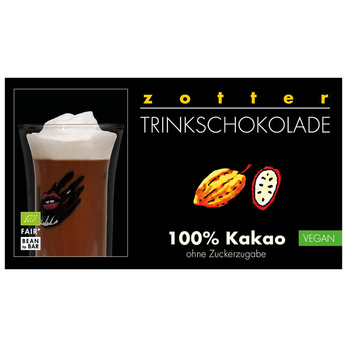 100% Kakao, ohne Zuckerzugabe